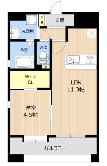 LIBTH熊本駅(1LDK/2階)の間取り写真