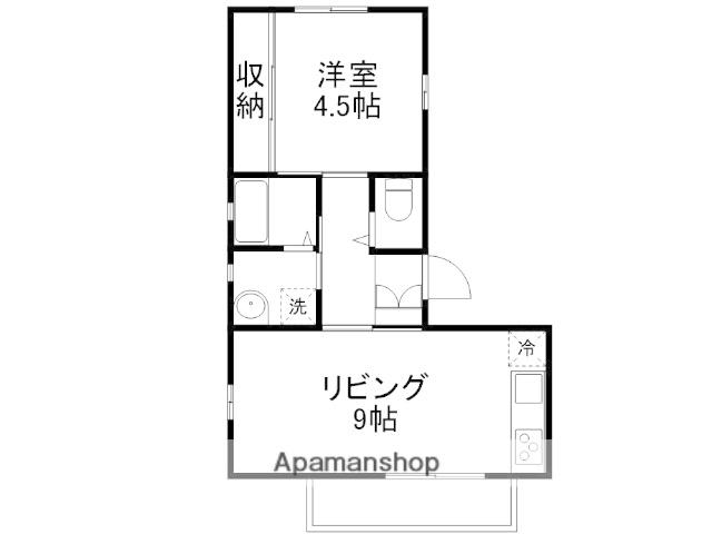 カーサ上熊本(1LDK/2階)の間取り写真