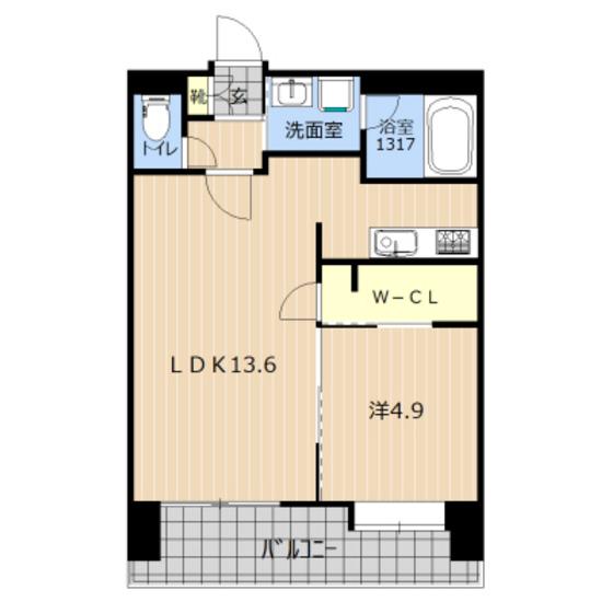 LIBTH平成ウエスト(1LDK/3階)の間取り写真