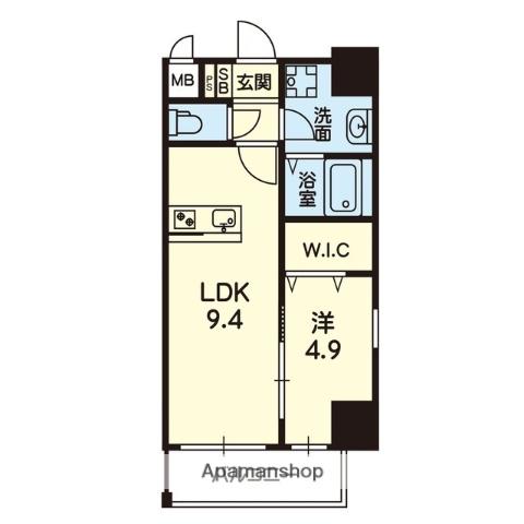 ARTIZA熊本新町(1LDK/8階)の間取り写真