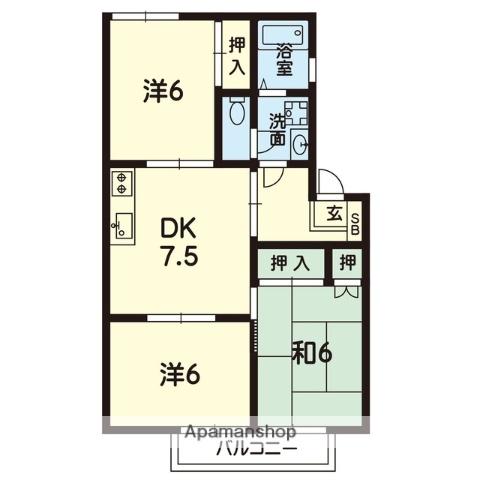 エステートピア改寄(3DK/2階)の間取り写真