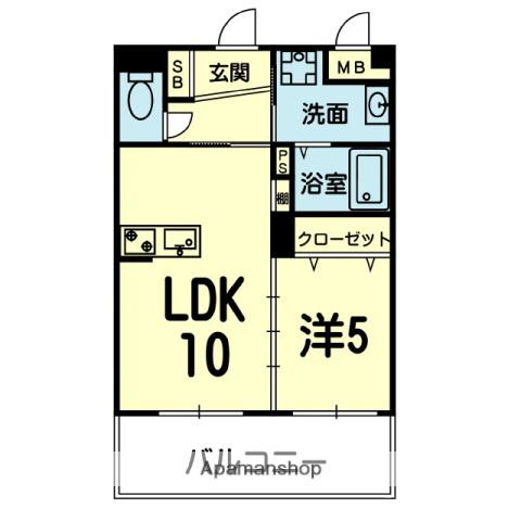 ソアー坪井(1LDK/2階)の間取り写真