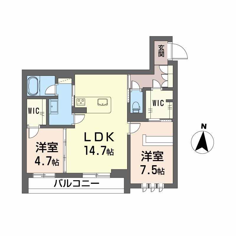 DEUXリジエール(2LDK/2階)の間取り写真