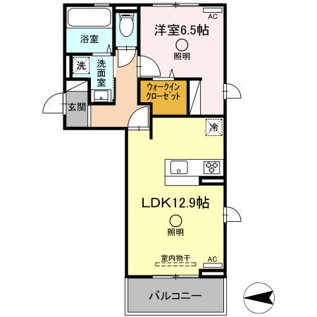 エーデル(1LDK/2階)の間取り写真