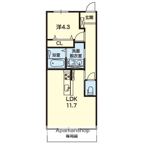 SQUARE(1LDK/1階)の間取り写真