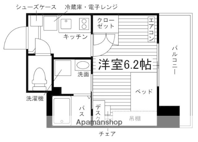 学生会館 N2上熊本(1K/8階)の間取り写真