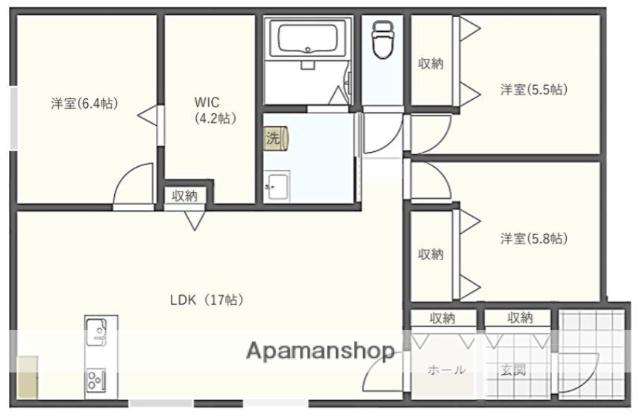 鹿児島本線 上熊本駅(ＪＲ・熊本電鉄) 徒歩15分 1階建 新築(3LDK)の間取り写真
