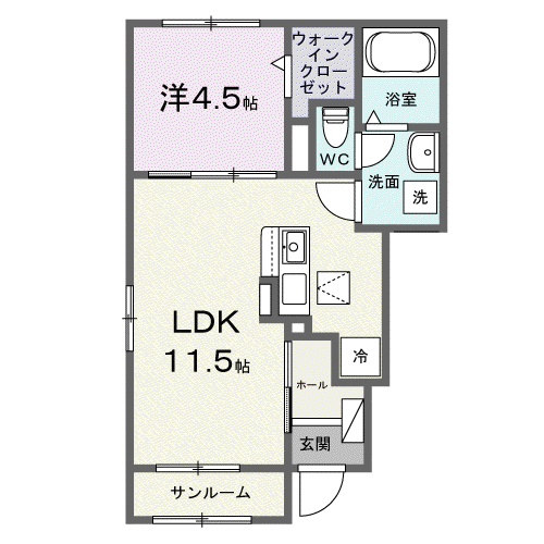 ロイヤルⅣ(1LDK/1階)の間取り写真