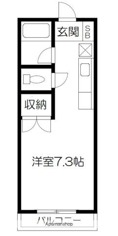 マーカス黒髪(ワンルーム/1階)の間取り写真