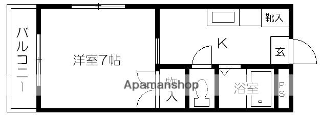 津田ハイツ(1K/2階)の間取り写真