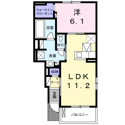 ALBA-CASAⅢ(1LDK/1階)の間取り写真