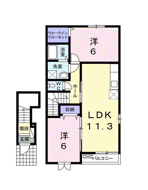 ソレイユVILLAⅠ(2LDK/2階)の間取り写真