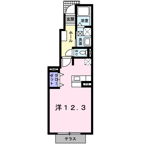 ティファーレⅢ(ワンルーム/1階)の間取り写真