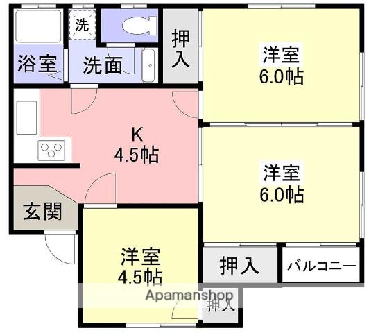 コーポナガシマ(3K/2階)の間取り写真