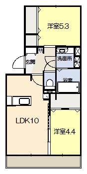 サニーフラット新八代(2LDK/1階)の間取り写真