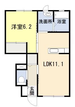 シャーメゾン羽須和(1LDK/1階)の間取り写真