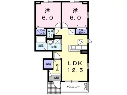 ラ・ルミエール Ⅱ(2LDK/1階)の間取り写真