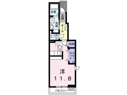 アロム デ リス Ⅱ(ワンルーム/1階)の間取り写真