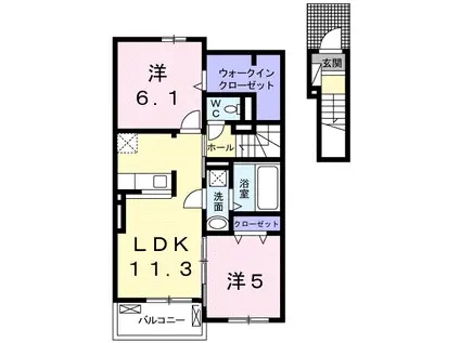 ドン ペリニヨン B(2LDK/2階)の間取り写真