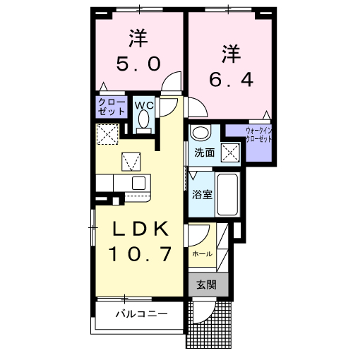 オーシャンフロント(2LDK/1階)の間取り写真