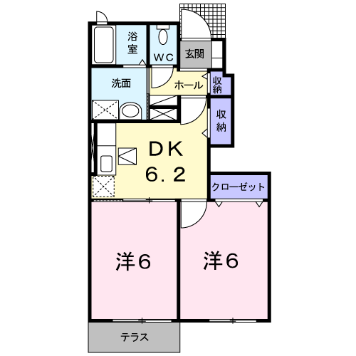サニ-パレスⅡ(2DK/1階)の間取り写真
