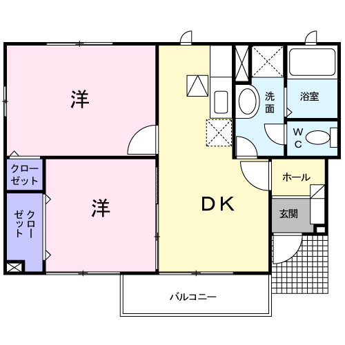 ラフィーネⅡ(2DK/1階)の間取り写真