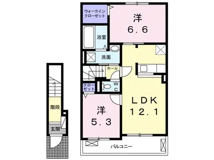 りりあん Ⅲ(2LDK/2階)の間取り写真