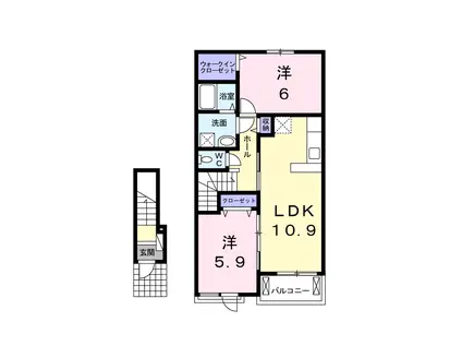 PPALAC A(2LDK/2階)の間取り写真