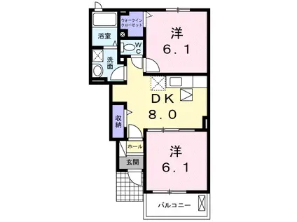 PPALAC B(2DK/1階)の間取り写真