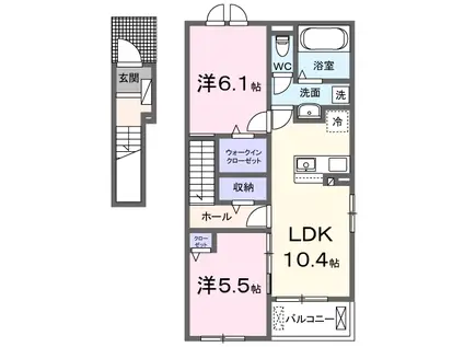 グーラテース壱番館(2LDK/2階)の間取り写真