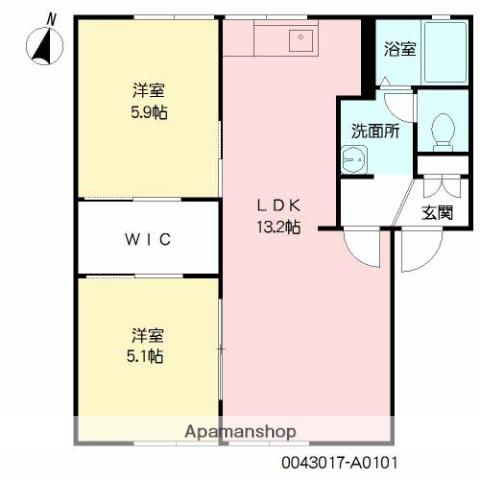 エスペランサ サキA(2LDK/1階)の間取り写真