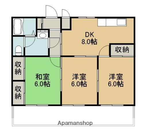 第2宗コーポ(3DK/1階)の間取り写真