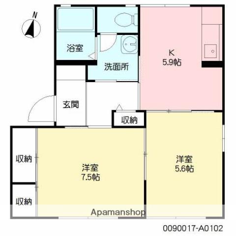 ヴィレッジS・S A(2K/1階)の間取り写真