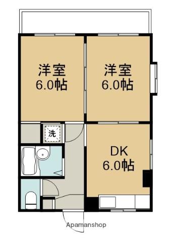 ライスビル(2DK/3階)の間取り写真