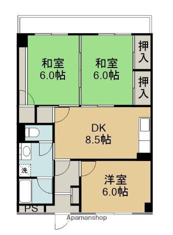 華聖ビル(3DK/3階)の間取り写真