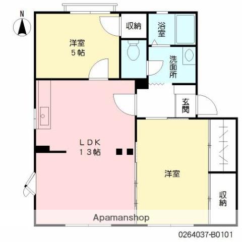 フレグランスイーストB(2LDK/1階)の間取り写真