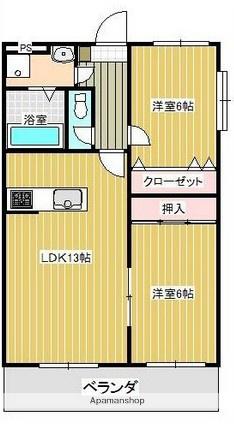 ウィンダムYAMAKI(2LDK/1階)の間取り写真