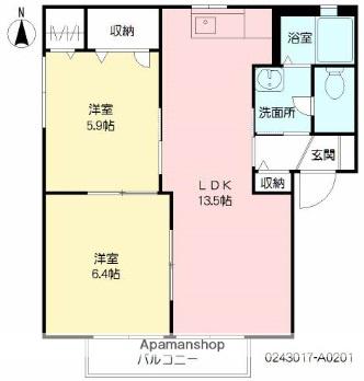 フローレンス・トリイ(2LDK/2階)の間取り写真