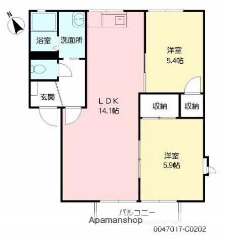 フレグランス英 C棟(2LDK/2階)の間取り写真