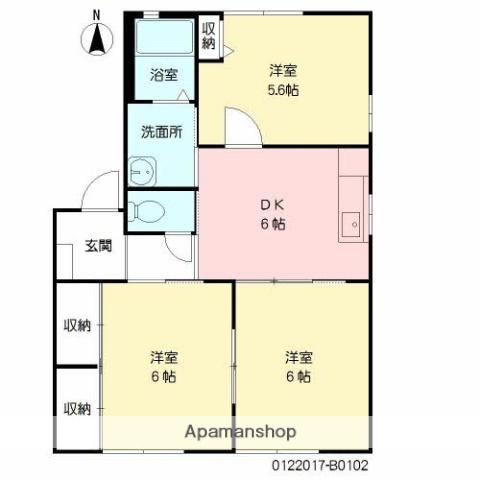 ソレーユ森町B棟(3DK/1階)の間取り写真