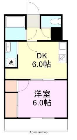 三芳ビル(1DK/2階)の間取り写真