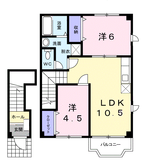 プチハウスⅡ(2LDK/2階)の間取り写真