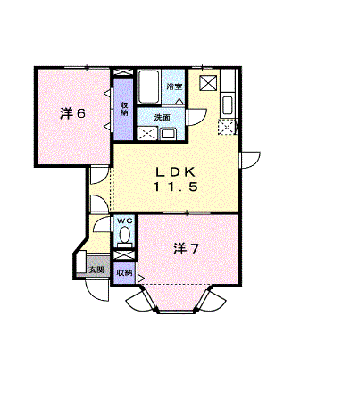グリーンヒル葛木A(2LDK/1階)の間取り写真