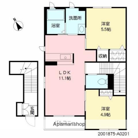 パークレジデンス荏隈(2LDK/2階)の間取り写真