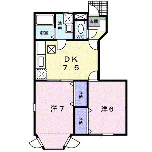 エトワールⅣ(2DK/1階)の間取り写真