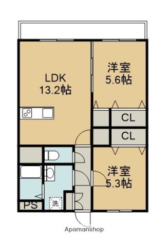 オレンジハウス(2LDK/1階)の間取り写真