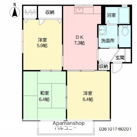 フレグランス宗方(3DK/2階)の間取り写真