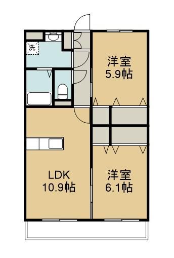 はなみずきⅠ番館(2LDK/2階)の間取り写真