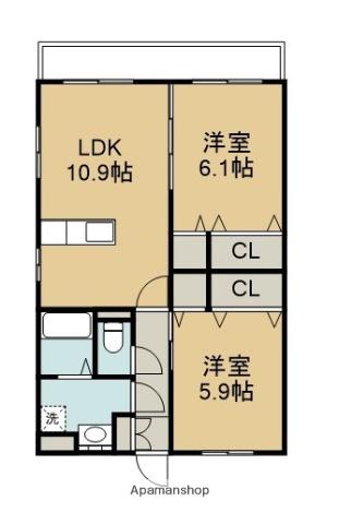 はなみずきⅡ番館(2LDK/3階)の間取り写真