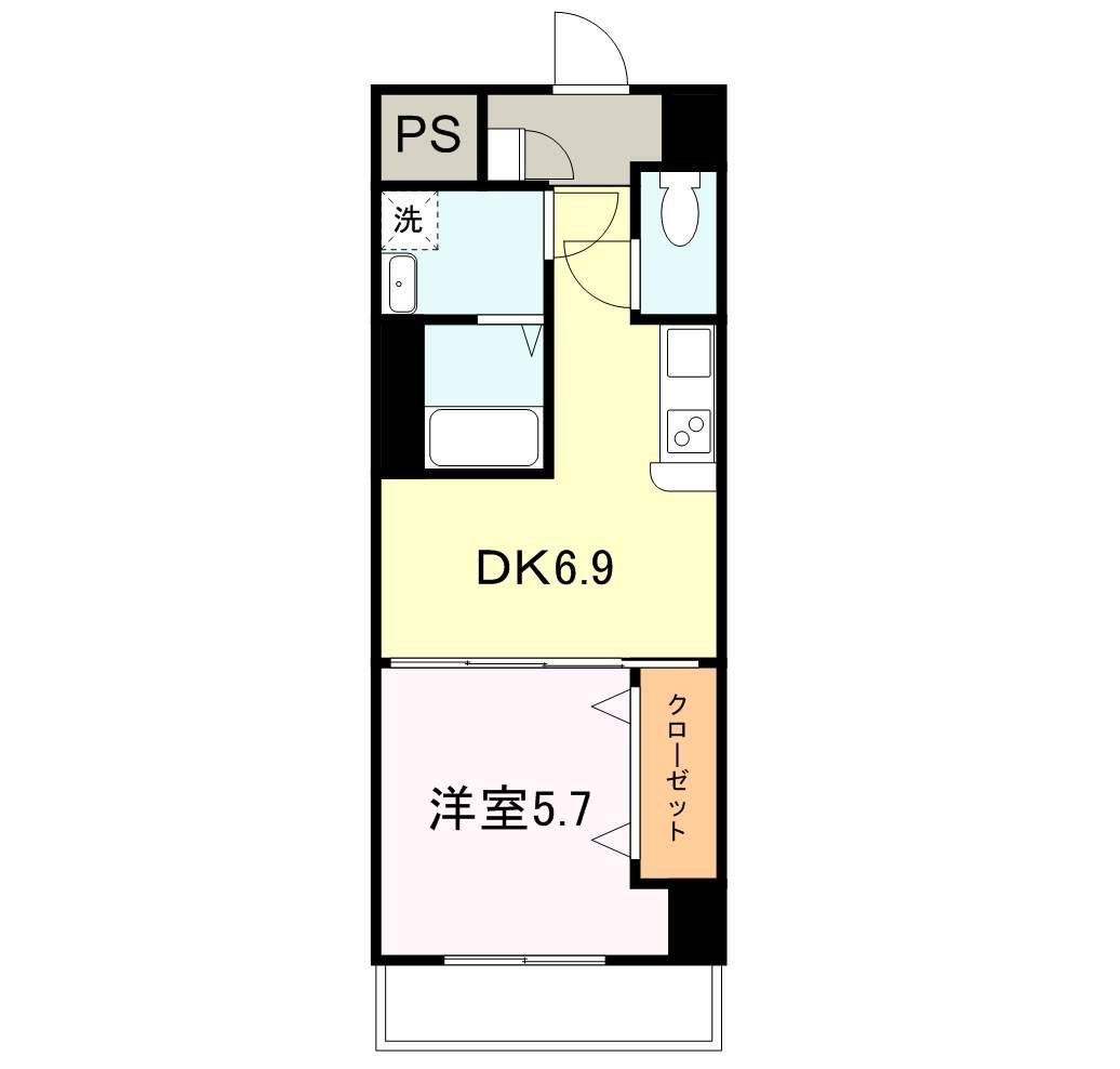 ラ シャンス KANAIKE(1DK/6階)の間取り写真